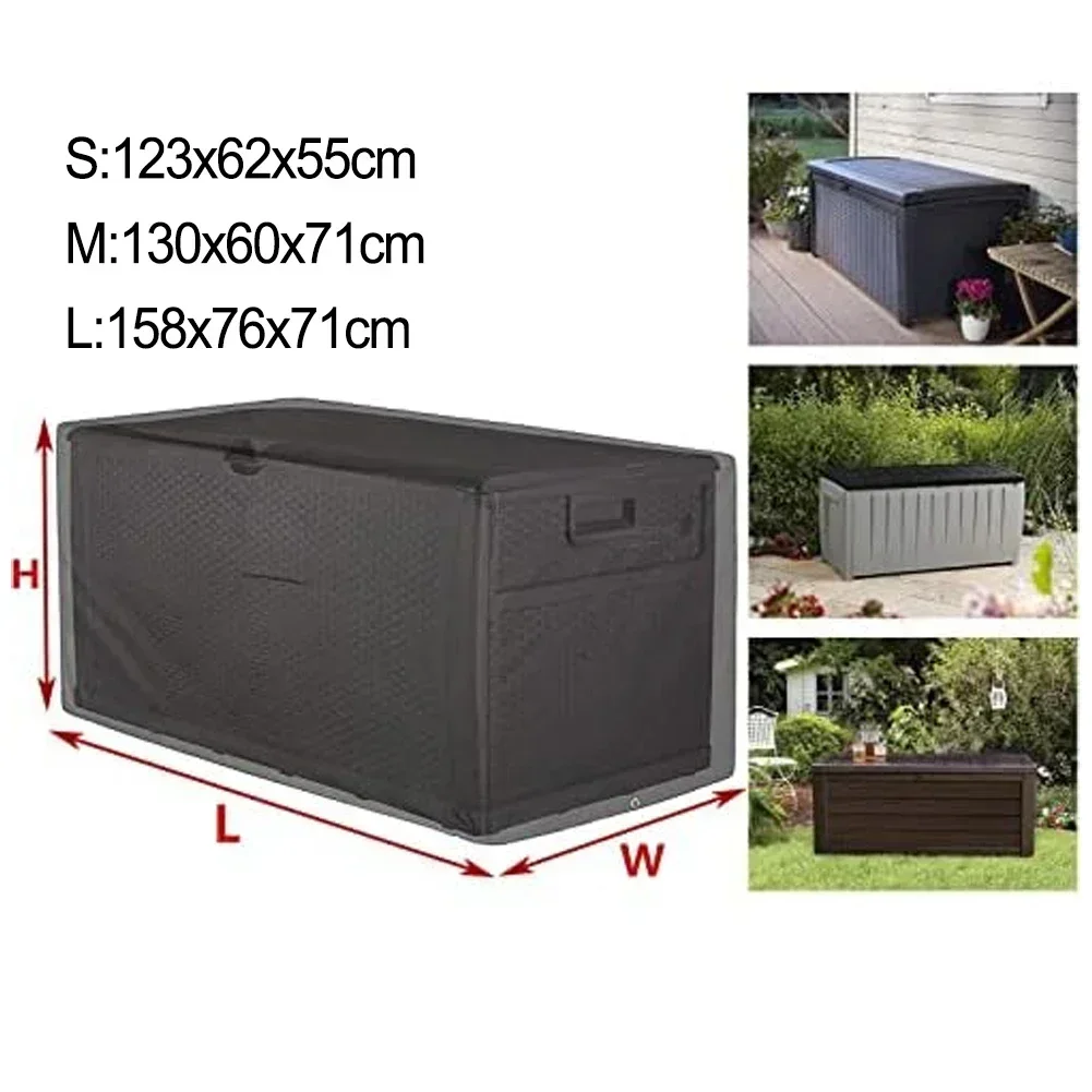 210D Waterproof Garden Storage Box Cover Outdoor Deck Box Cover Furniture Protective Cover Outdoor Storage Bag Container Cover