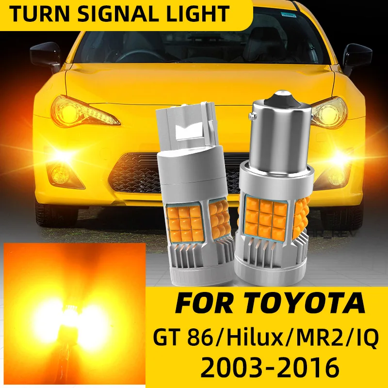 

2pcs Car LED Turn Signal Lights Bulbs Amber Front/Rear Direction Indicator For Toyota GT 86 Coupe ZN6 Hilux Vigo IQ JI MR2 MK3