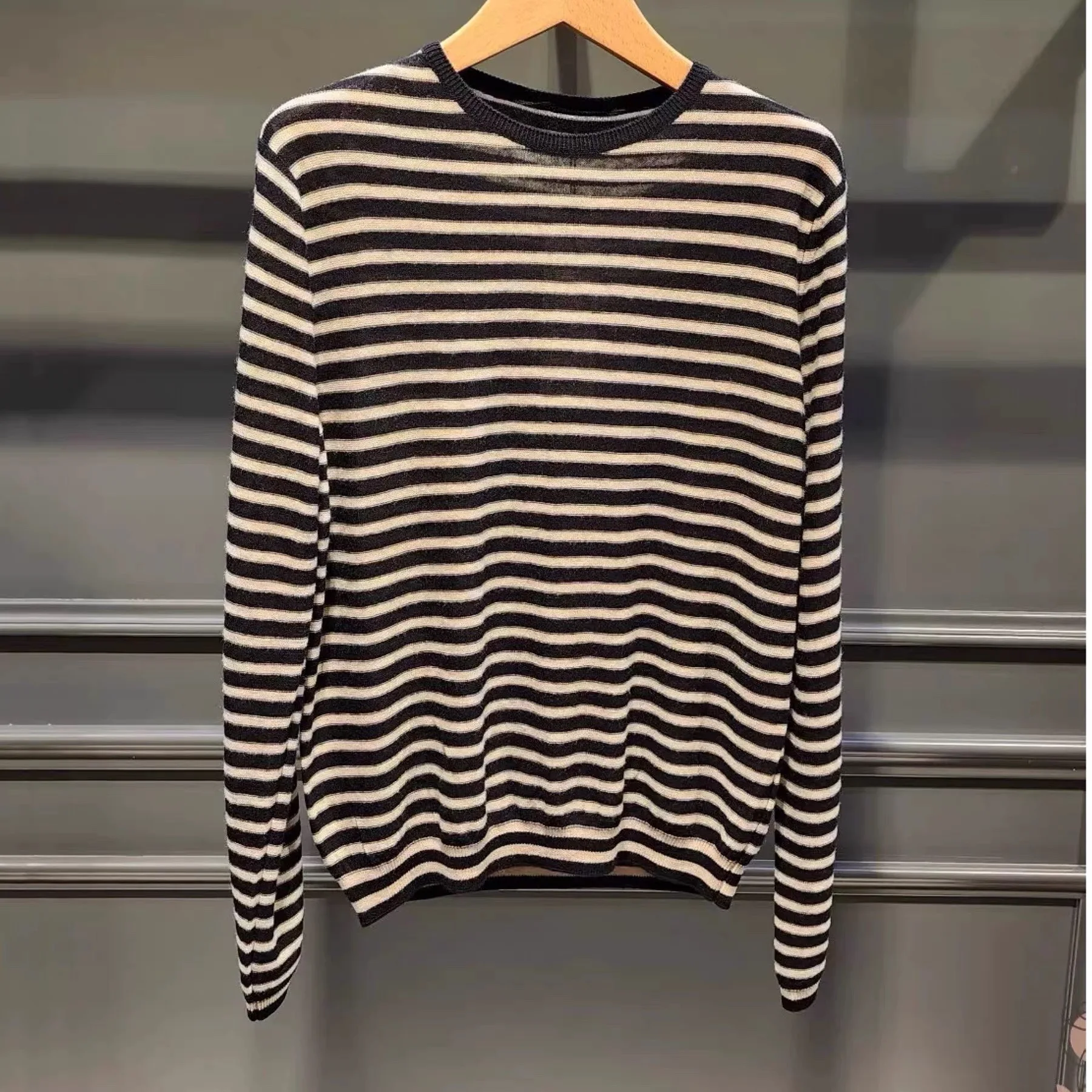 Limone Cheese Autunno Inverno Base in lana lavorata a maglia irt Casual rotondo Ne a righe da donna Slim Fit Lungo Sve Pendolarismo Sle