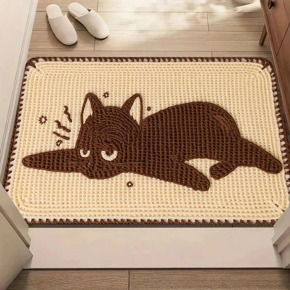 VIKAMA Soft Cartoon Cat Mat Non-slip Washable Rug for Living Room Home Decor