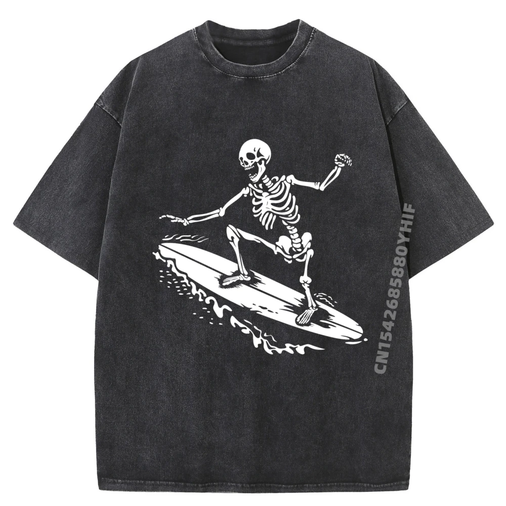 

Скелет Серфер Лето Скелет Верховая езда Доска для серфинга Camisetas Мужская уличная одежда Футболки с рисунком Негабаритная стираная рубашка