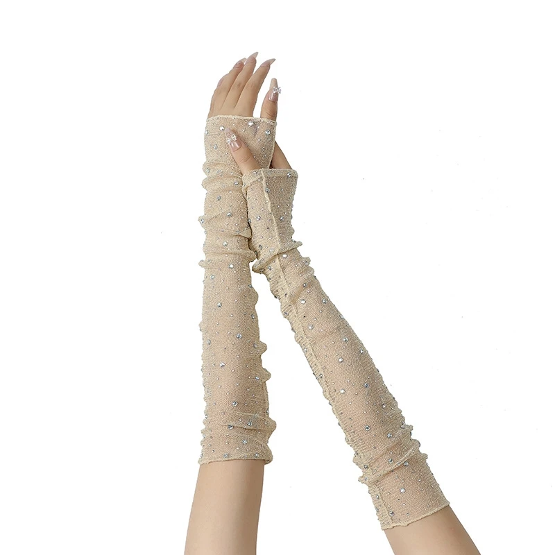 Nail photo tools sexy flash drill arm sleeves picture props elastic rhinestone gloves Manicure image shoot accessories