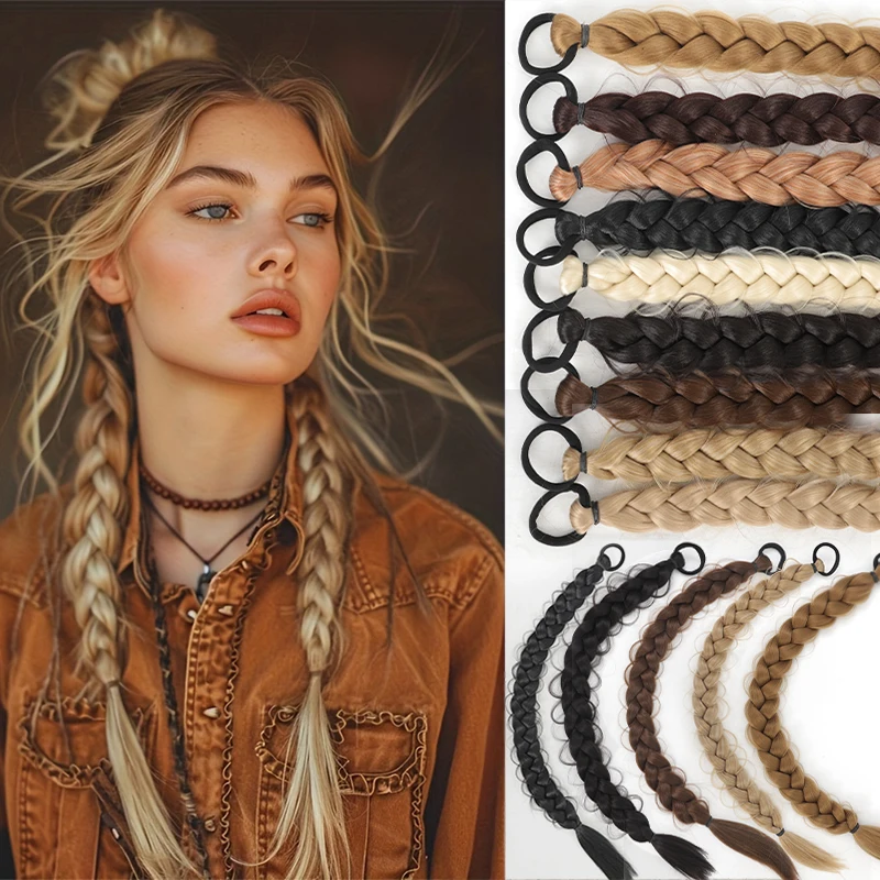 24 inch Fried Dough Twists ponytail women's long hair loop style synthetic hair extension braid