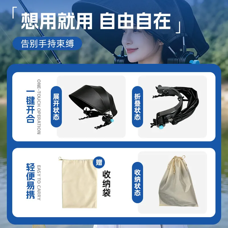 Backpack Umbrella Folding Outdoor Wearing Umbrella Charging Hair Umbrella with Fan Three-speed Speed Regulation