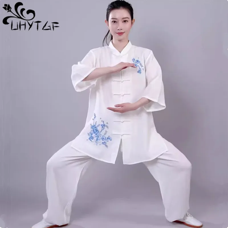 

Chinese Tang Suit Tai Chi Suit Traditional Chinese Mandarin Collar Kung Fu Plus Size Suits Thin Cotton Linen Tai Chi Dress 3024