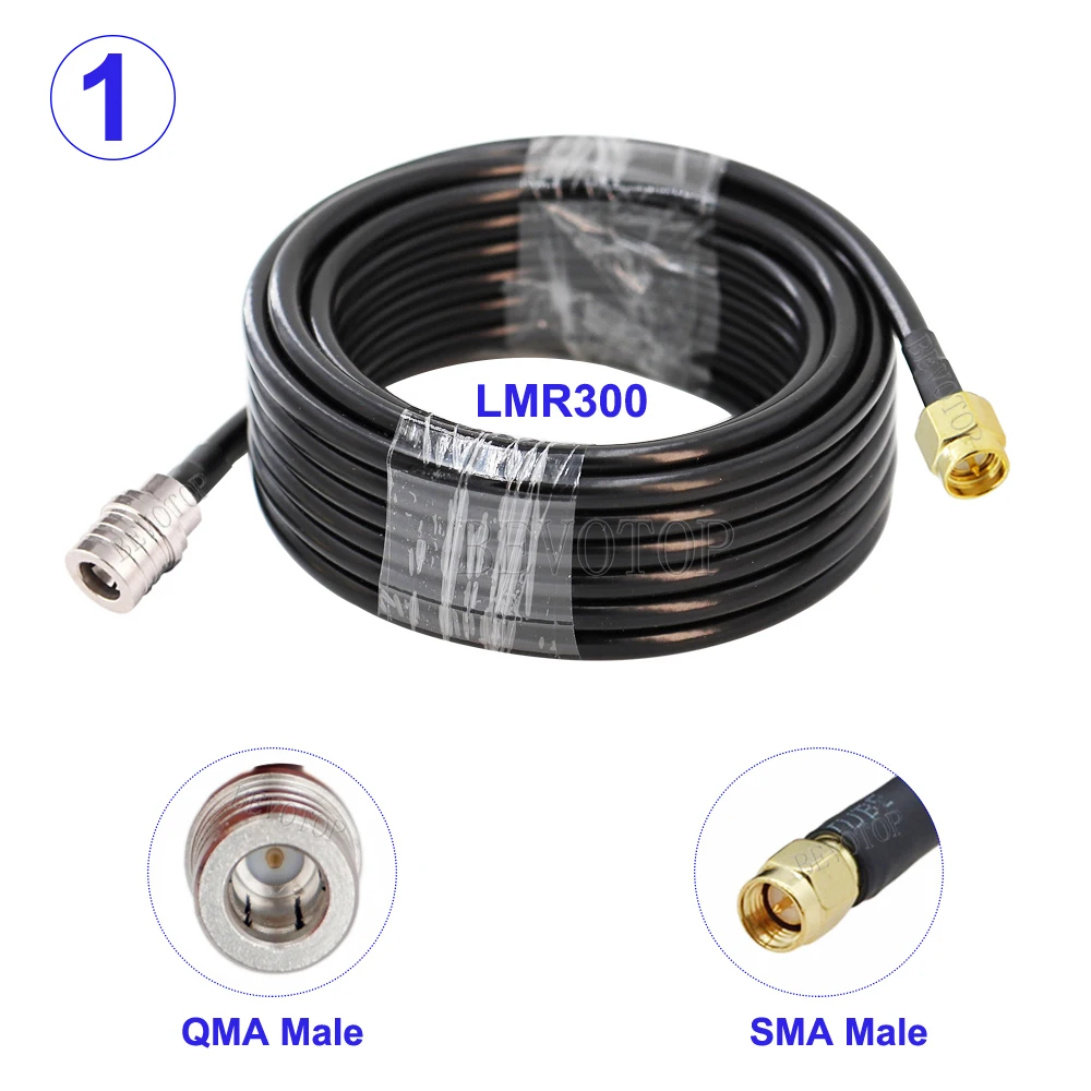 Black LMR-300 SMA Male to QMA Male Connector LMR300 50-5 Coaxial Cable QMA to SMA RF Adapter Cable 50 Ohm Low Loss 15cm-30m