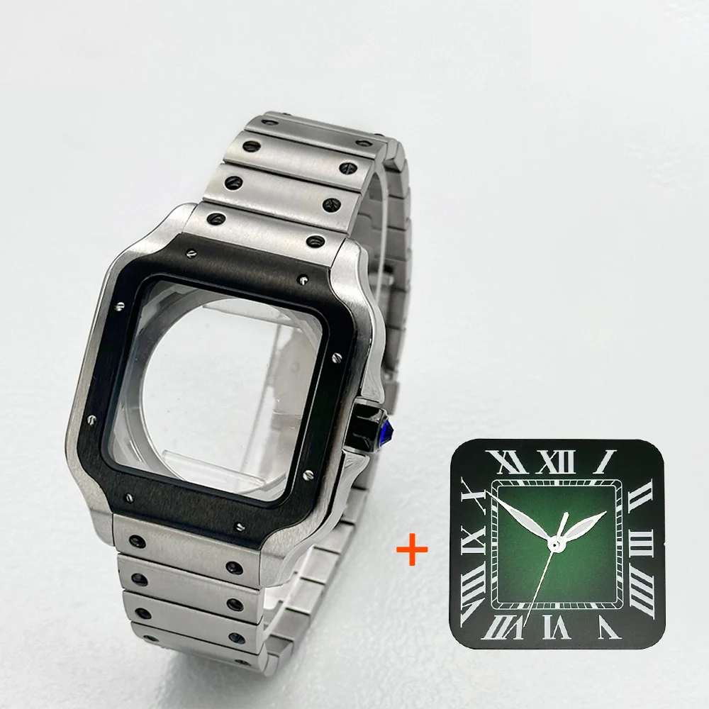 38mm Square Case Santos NH35 Watch Case with 27mm Dial Mod Parts For NH35 4R35 NH36 and 4R36 Movements Men's Watch Case