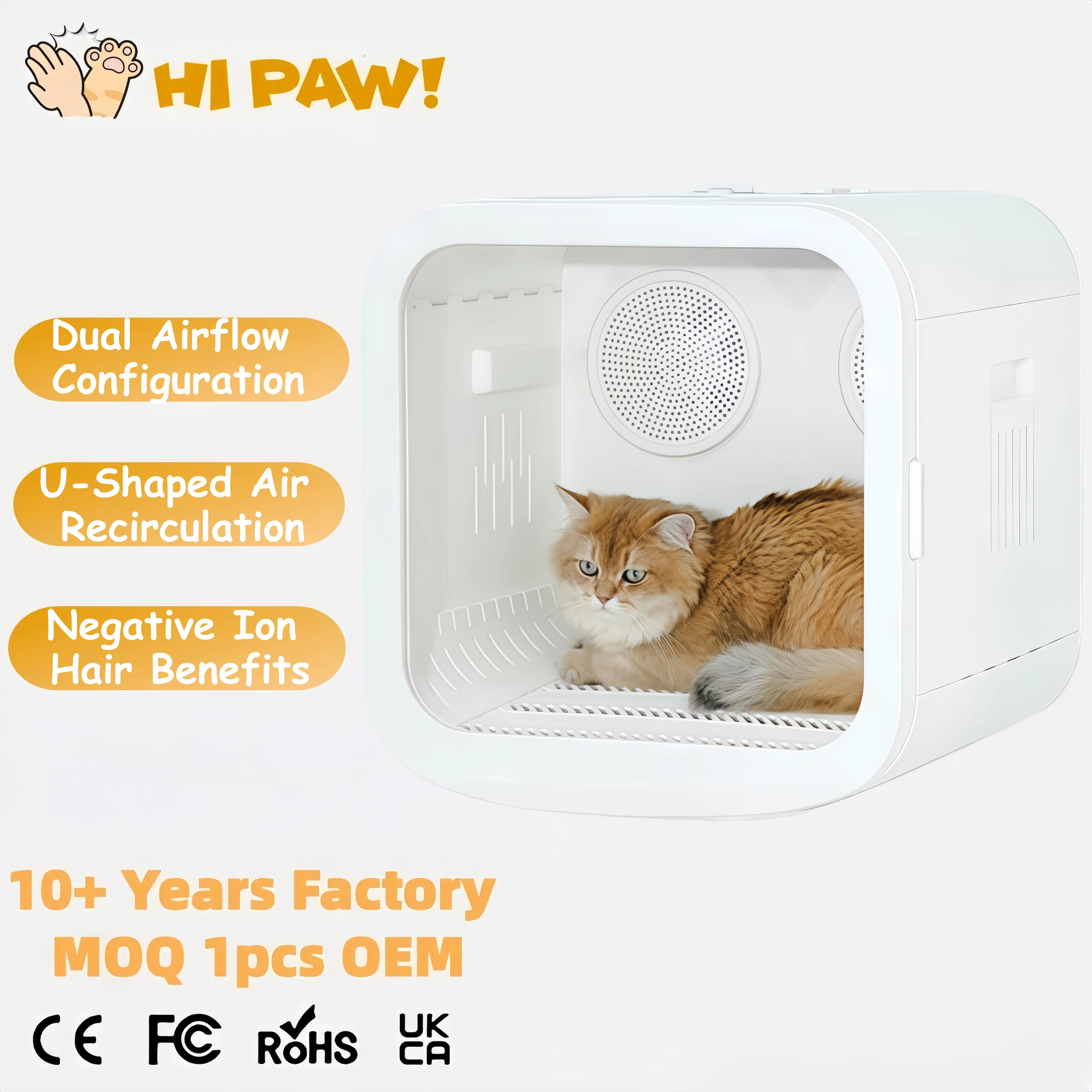 Hot Sell 65L Large Space Pet Dryer Machine Dual Airflow Configuration Cat Dog Dryer Machine U-Shaped Air Recirculation Pet Dryer