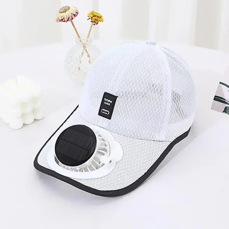 Ventilatore estivo/cappello da sole Donna Uomo Ventilatore Cappello da baseball Vento forte Raffreddamento Protezione solare Ventola Ventola di ricarica solare