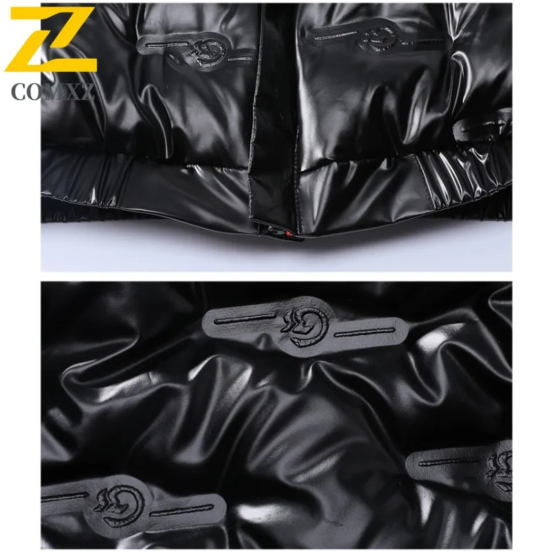 COMXZ Men Solid Color Down Jacket Winter Fleece Lined Thickened Cotton Coat Loose Fit Big Size Wear Gray Duck Down Padded Coat