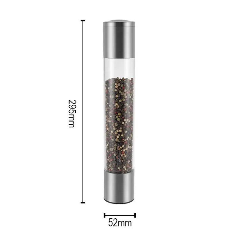 Manual Salt Pepper Grinder One-Hand Operation Seasoning Mill Stainless Steel with Clear Window for Outdoor Camping Spice Shakers