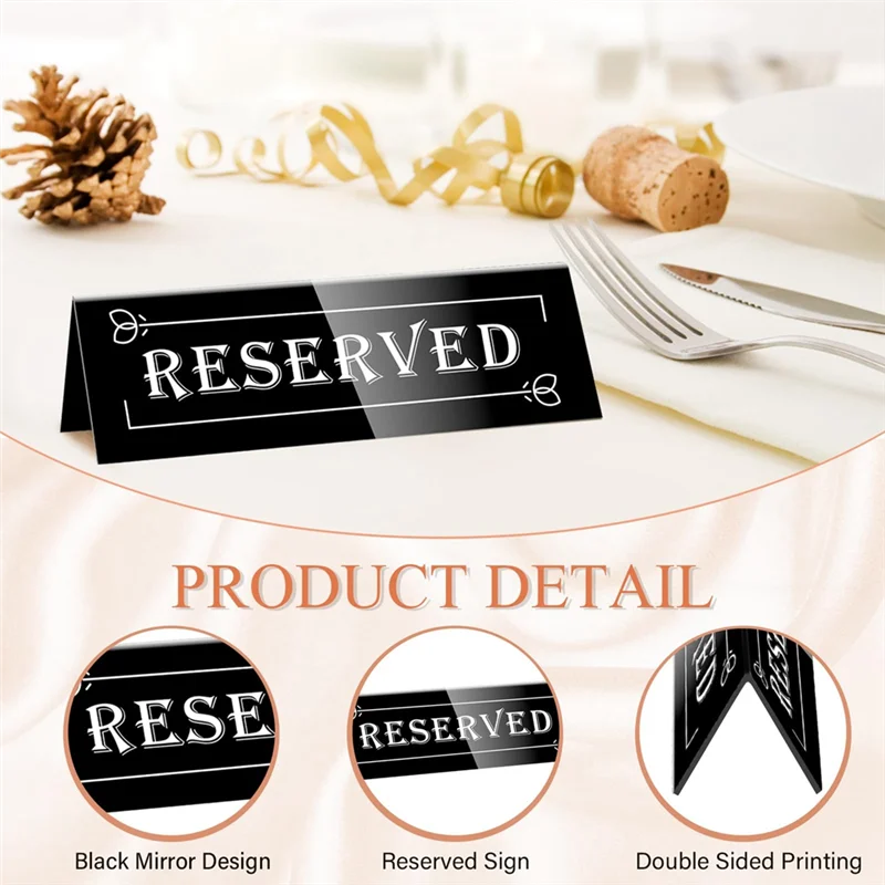 PZHI-10PCS Reserved Table Signs Reserved Seating Signs Acrylic Guest Reservation Table Tents Sign