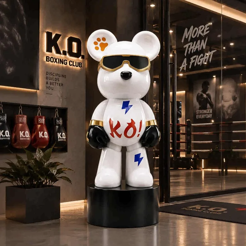Home Decor Luxury Cartoon Bear Art Sculpture Decoration 70cm Living Room TV Cabinet Sofa Side Statue Floor Decorations Gift