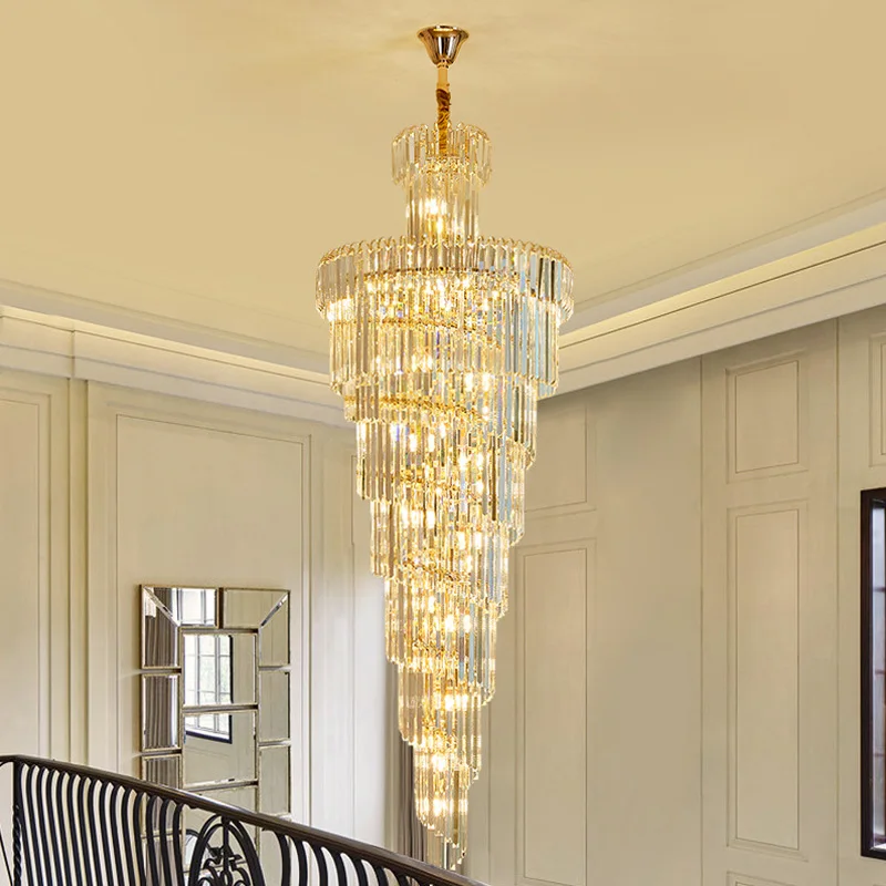 Luxury Crystal Chandeliers Home Villa Duplex  Attic Living Room Lighting Hotel Decoration Ceiling Pendant Lights Indoor Fixtures