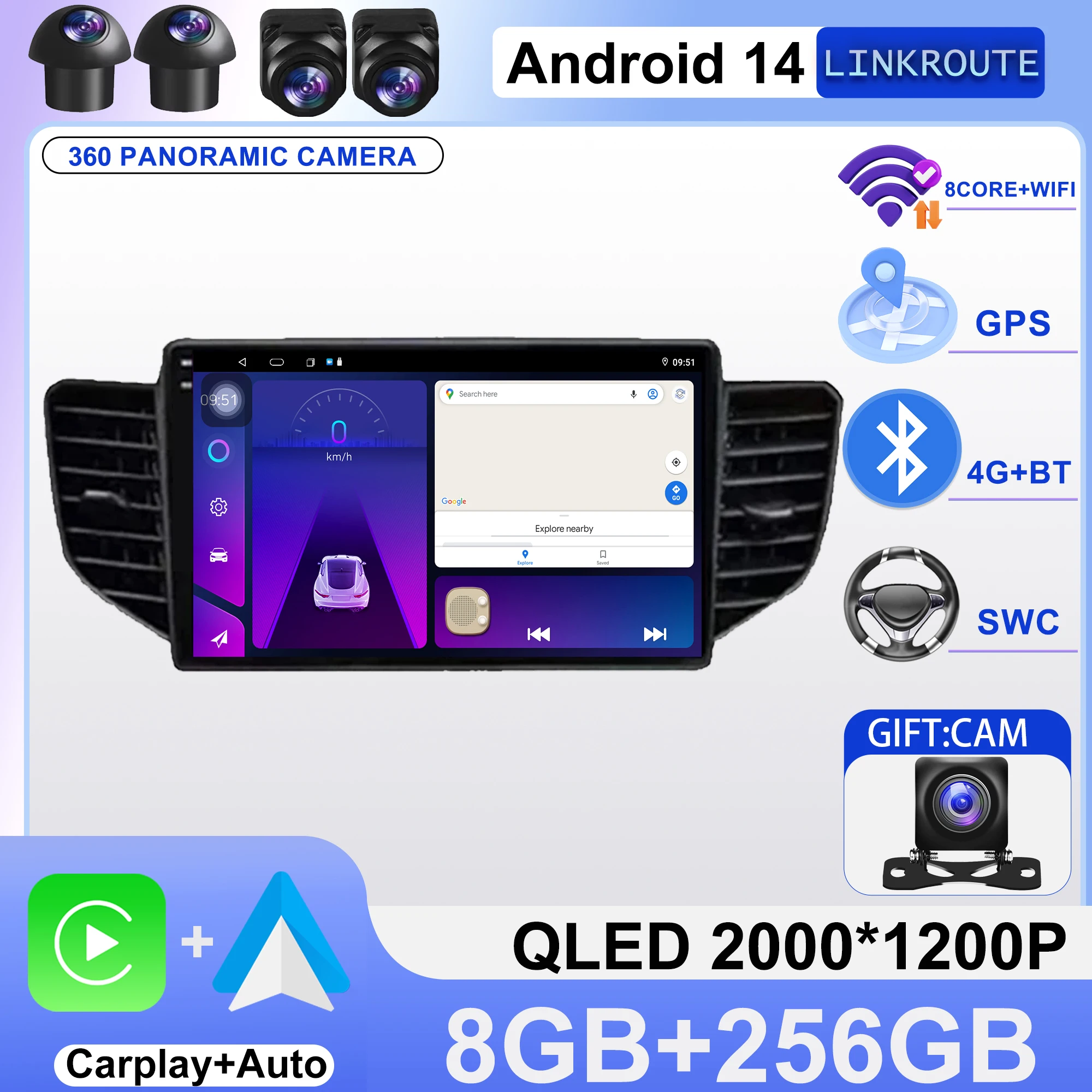 Car Radio For Chevrolet N400 V 2019 For Wuling Hongguang V Navigation GPS Android Auto Stereo Multimedia Player 5G Wifi No 2din