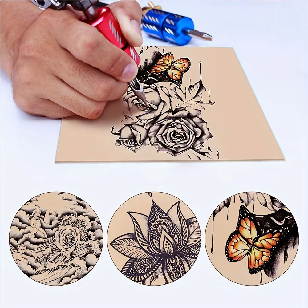 

5/10/20Pcs Tattoo Blank Practice Skin Eyebrow Paint Double Side Synthetic Leather Pink Tattoo Beginner Fake Skin Exercise Tool