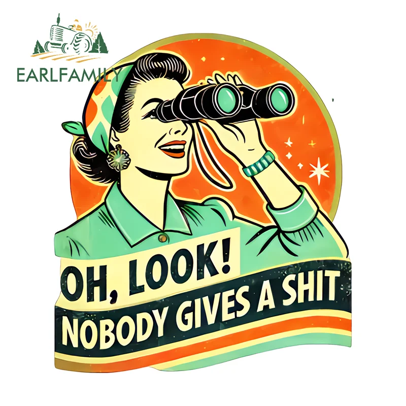 

EARLFAMILY Ретро-наклейки на окна с текстом «Oh Look Nobody Gives A Shit» для женщин, забавные наклейки на мотоциклетные шлемы, наклейки для маскировки царапин