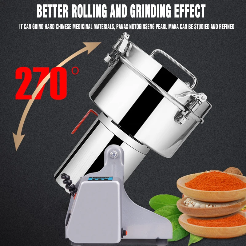 2500G LCD Grains Spices Cereals Coffee Dry Food Grinding Mill Machine Home Medicine Flour Crusher 3000W