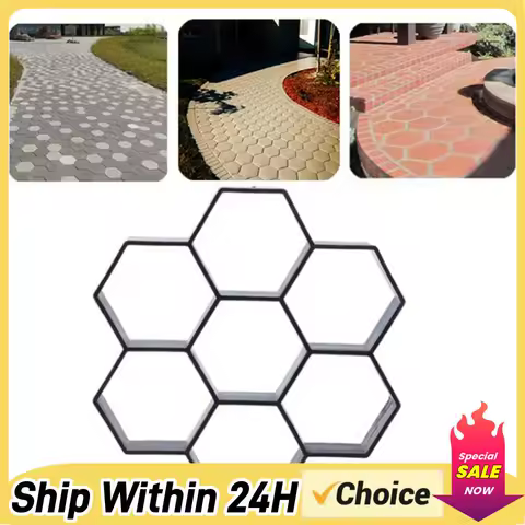 7 Grid Garden Pavement Mold DIY Manually Paving Cement Mould PP Resin Material for Home Garden Yard Resuable Tool