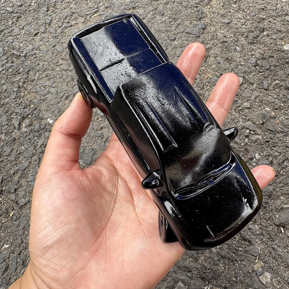 Custom-Natural Black Obsidian Pickup Truck Figurine - Gemstone Carved Toy Car Tabletop Decor for Healing and Protection