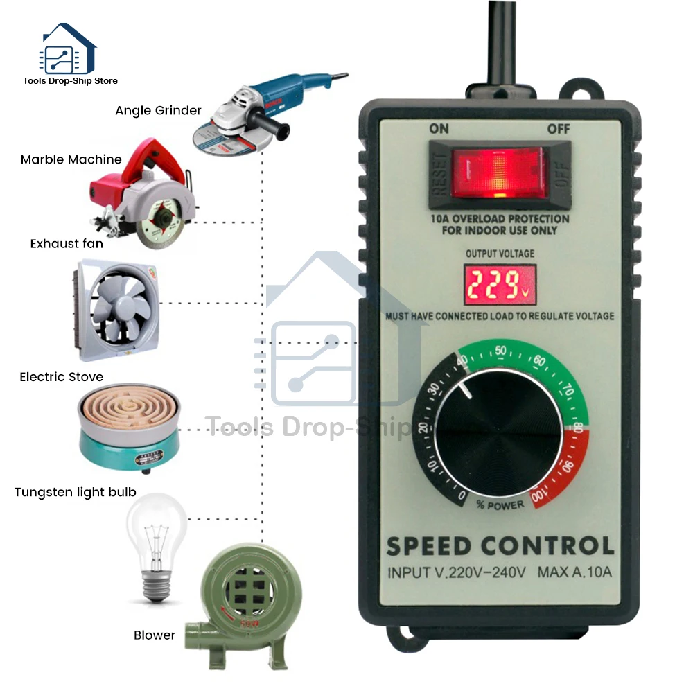 

4000W Angle Grinder Governor Speed Controller Switch Hand Drill Polishing Fan Stepless Motor Speed Controls Industrial Auto