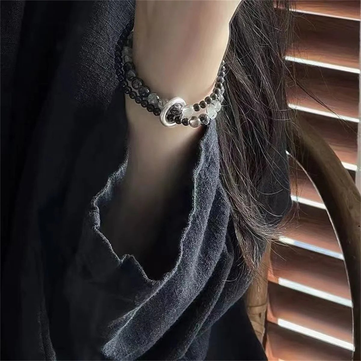 b99 Modische Trendige Glasperlen-Armbänder Hip-Hop Vintage Chinesischer Stil Elastisches Seil-Handkettchen für Frauen Geschenk Party-Armband