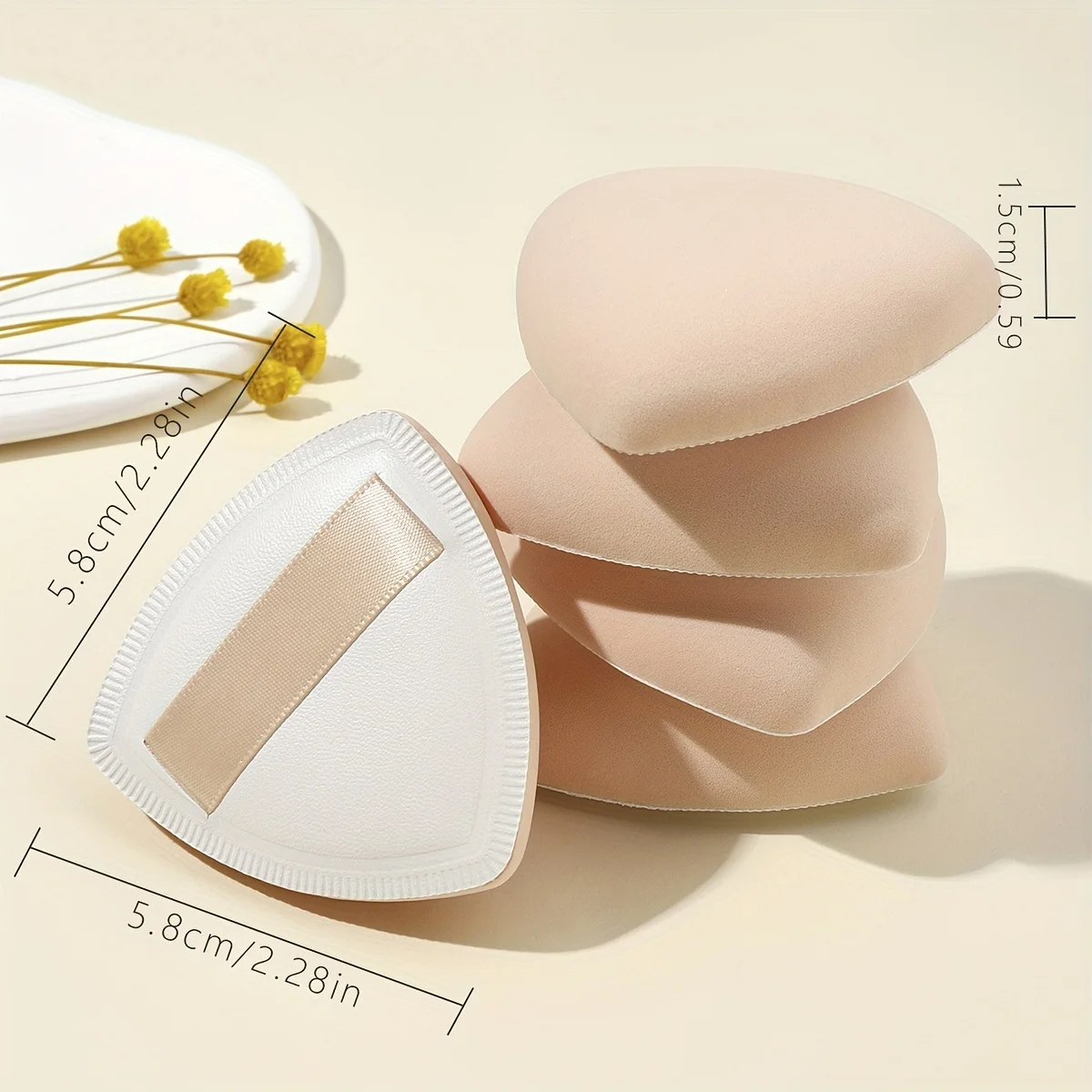 Ensemble de bouffées de poudre triangulaires souples et réutilisables, 5 pièces, éponge de maquillage bouffante de cosmétiques, éponge de poudre de fond de teint douce