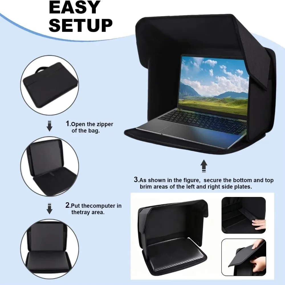 Foldable Laptop Sun Shade Portable Sun Protection Laptop Privacy Screen Multi-functional Shield Cover Laptop Sun Glare Shield