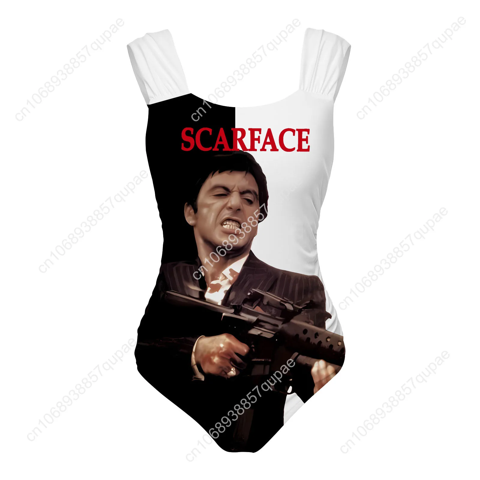 Scarface película caliente Tony Montana traje de baño de una pieza correa ancha mujeres trajes de baño traje de baño piscina playa Sexy Bikini ropa de playa
