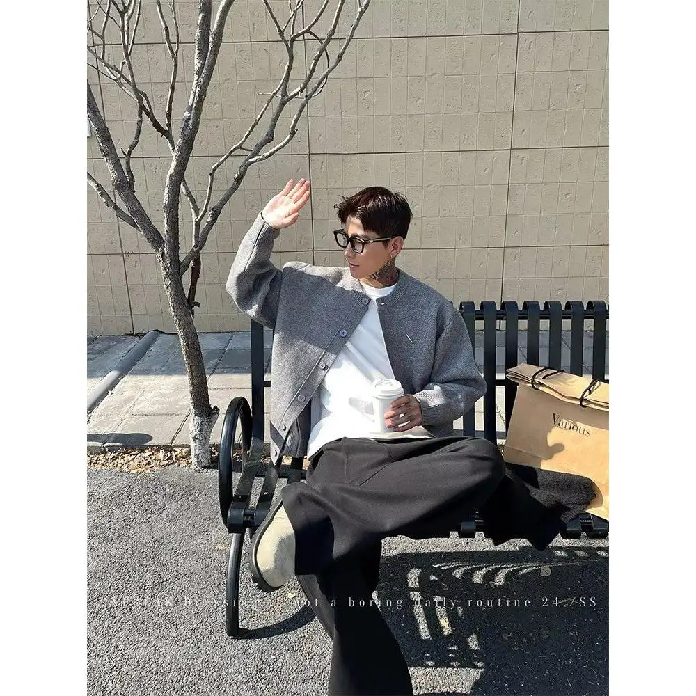 

Cleanfit ey Knitted Long Sve round Ne Open Cardigan Men's Autumn Winter Soft Cozy Sweatirt Jaet Busin Casual Po...