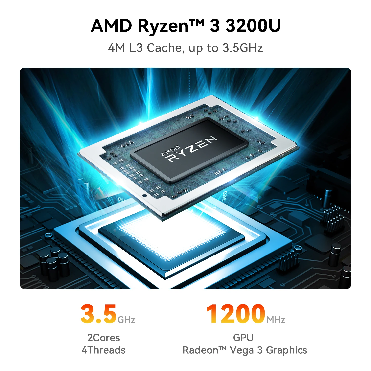 Beelink كمبيوتر صغير Ryzen 3 3200U DDR4 2400MT/s 16GB 500GB SSD M.2 PCIE3.0x4 فتحة WiFi5 BT5.0 4K @ 60 هرتز HDMI 1000M RJ45 كمبيوتر ألعاب #4