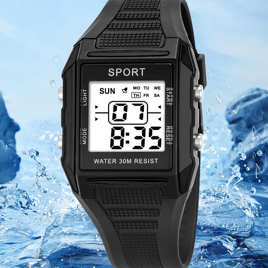 مجموعة ساعات رقمية LED ريترو للرجال، ساعة يد رقمية للرجال رياضية خارجية مقاومة للماء، مجموعة ساعات إلكترونية للرجال