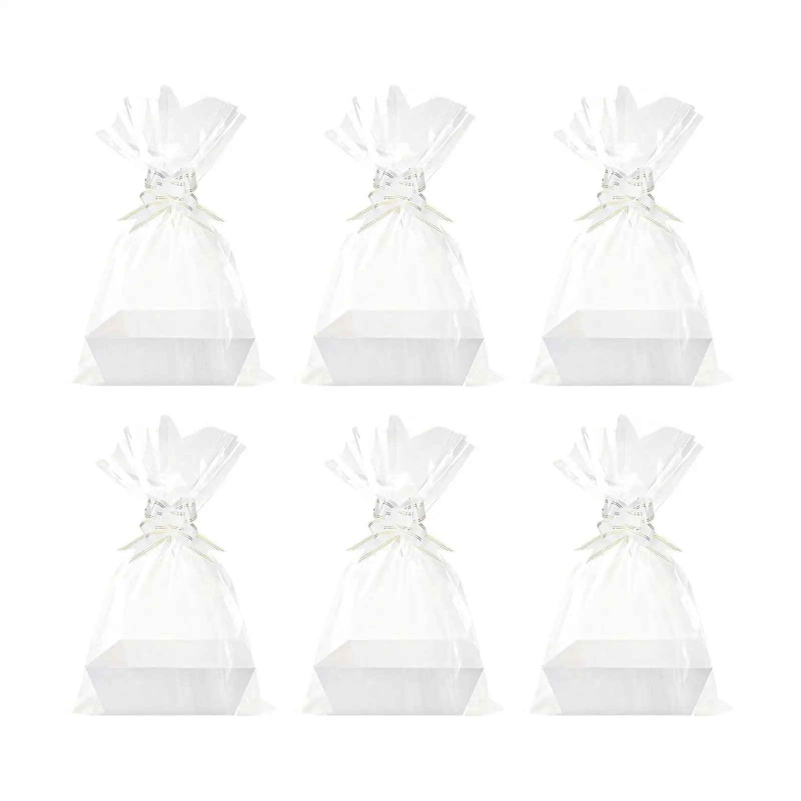 Cestas de 6 piezas para regalos, 6 bolsas y 6 lazos, suministros para envolver regalos, juego de cesta de regalo vacía para graduaciones de Navidad