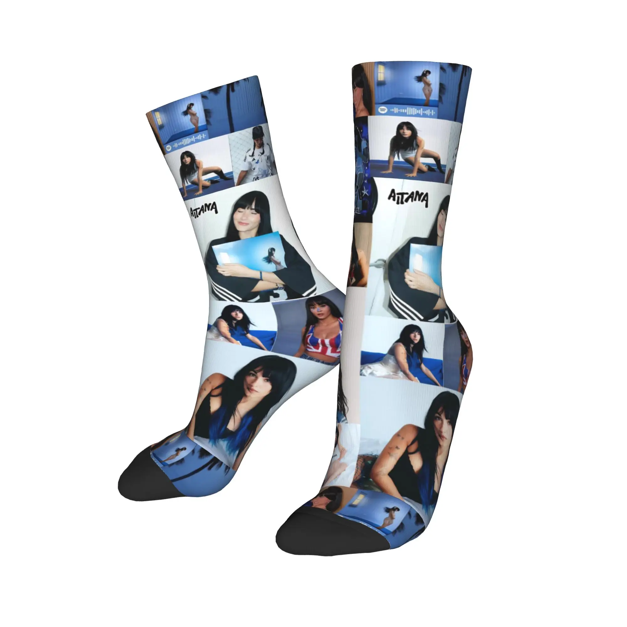 

Winter Warm Colorful Women Men Singer Aitana Cuarto Azul Tour Socks Sweat Absorbing Middle Tube Socks