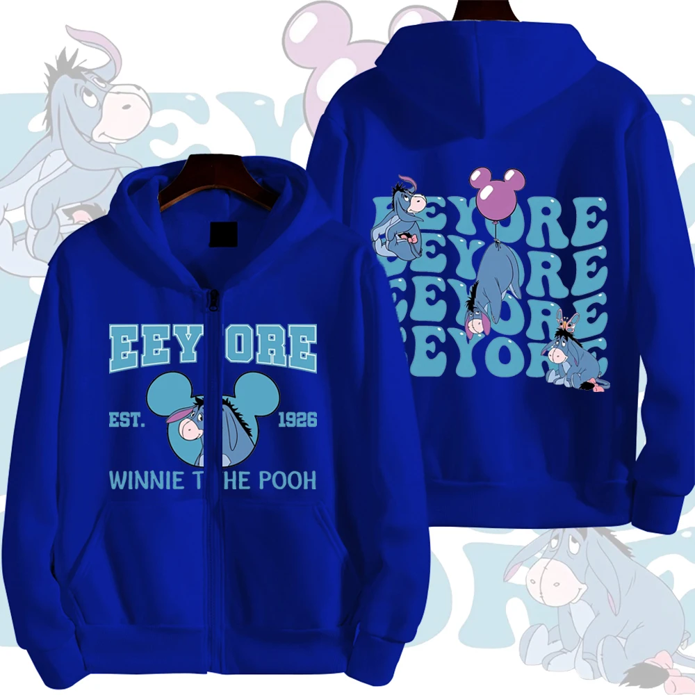 Moletom com Zíper Eeyore Desenho Animado Anime Masculino 2026 Nova Moda Feminina Blusão Casal Fofo Jaqueta Casaco Primavera Outono