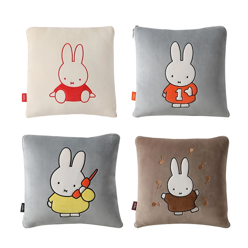 Kawaii Miffy corps oreiller dessin animé créatif Transformable bureau voiture couverture multi-fonctionnel jeter oreiller couette parfait fille cadeau