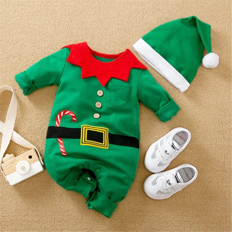 Festive Baby Clothing Cosplay Costume Holiday Outfit Infant Christmas Romper Long Sleeved Onepieces Winter Autumn Baby Clothing