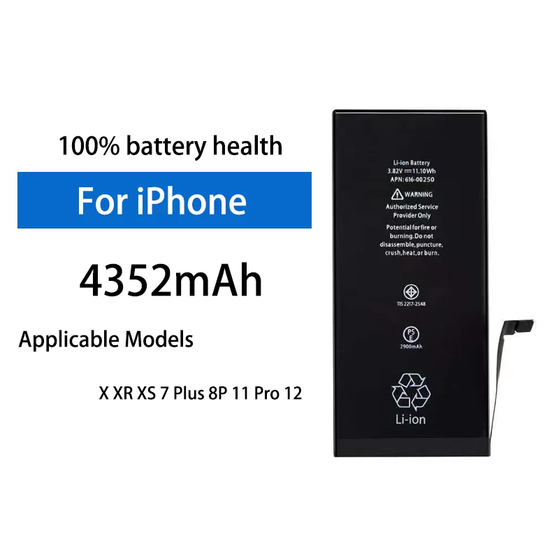 

4352mAh High Capacity Replacement Battery For Apple iPhone X XR XS 7 Plus 8P 11 Pro 12 Mobile Phone