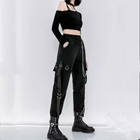 Black Casual Pants for Women in Spring Autumn Korean Style Ins Hip-Hop Student Loose High-Waisted Slim Legged Cargo Pants Trendy - Image 2