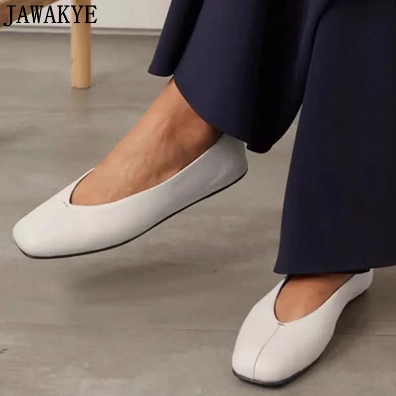 JAWAKYE Summer Real Suede Leather Round Wrap Toe Flat Shoes Women Grandma\'s Shoes Famous Italian Designer Luxury Walk Shoes Muje