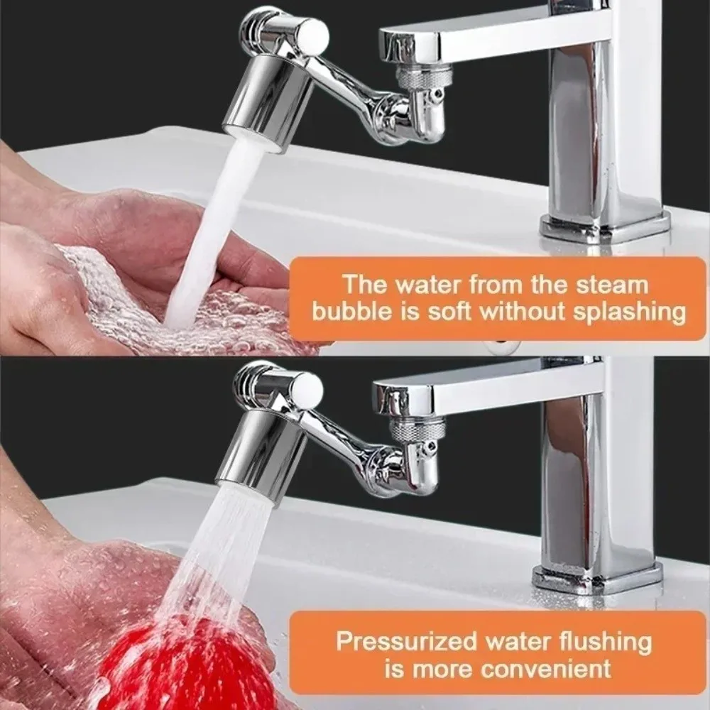 1080 Degree Swivel Faucet Extender Sprayer Head 2 Mode Splash Proof Water Faucet Aerator Water Saving Adjustable