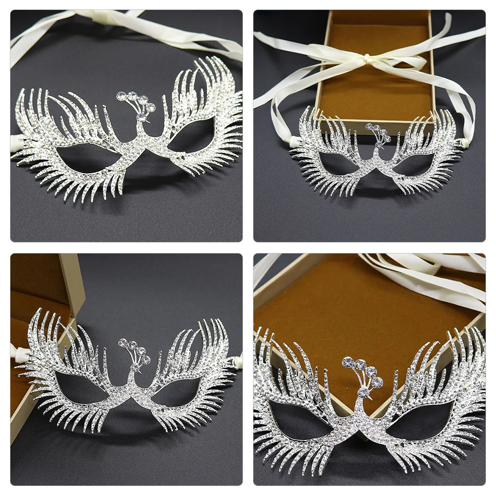

Mask Rhinestone Masquerade Masks Women Halloween Venetian Mardi Gras Party Makeup Silver Comfort Accessories
