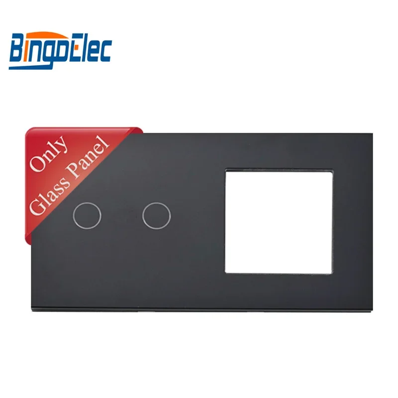 Bingoelec Standard UE Interruttore in vetro cristallo Telaio Presa a muro Parte fai da te Miglioramento domestico Bianco Nero Glod Grigio 157mm