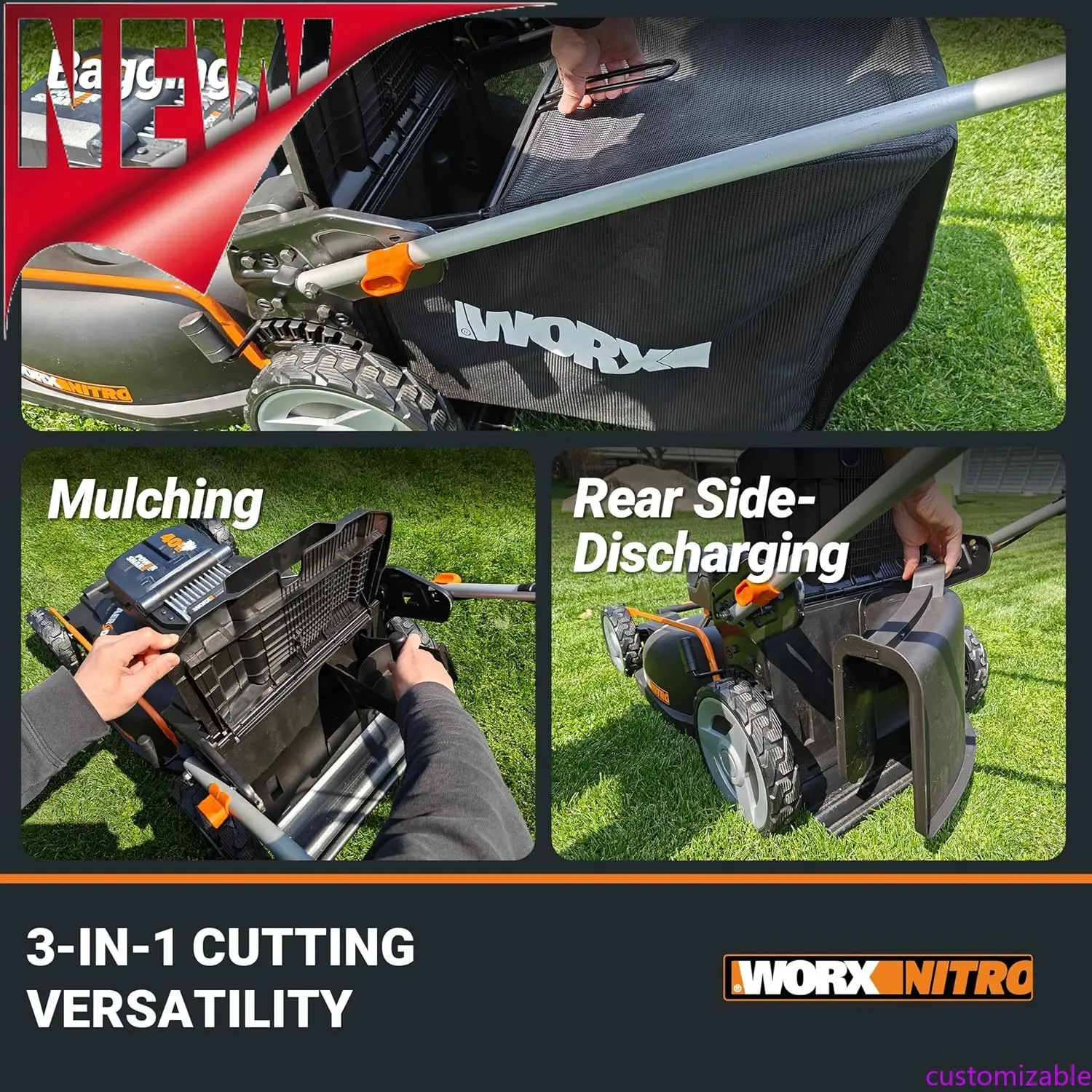 

Customizable 40V 21" Cordless Lawn Mower Bundle With 20V Trimmer & Edger, Brushless Battery Mower & Weed Eater Set