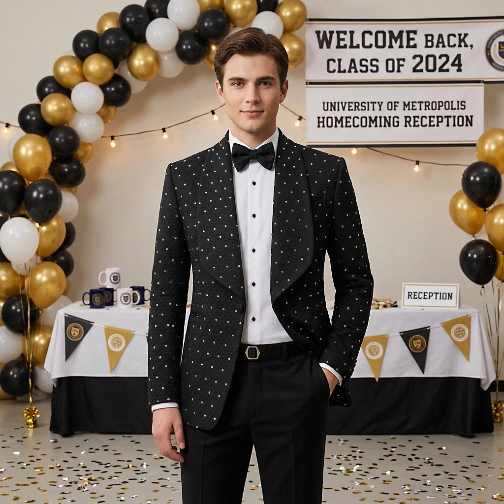 Wedding Tuxedos Men's Suit Beads Air Layer 2 Pieces Set Blazer Pants Customized Business Formal Work Wear Wedding Groom