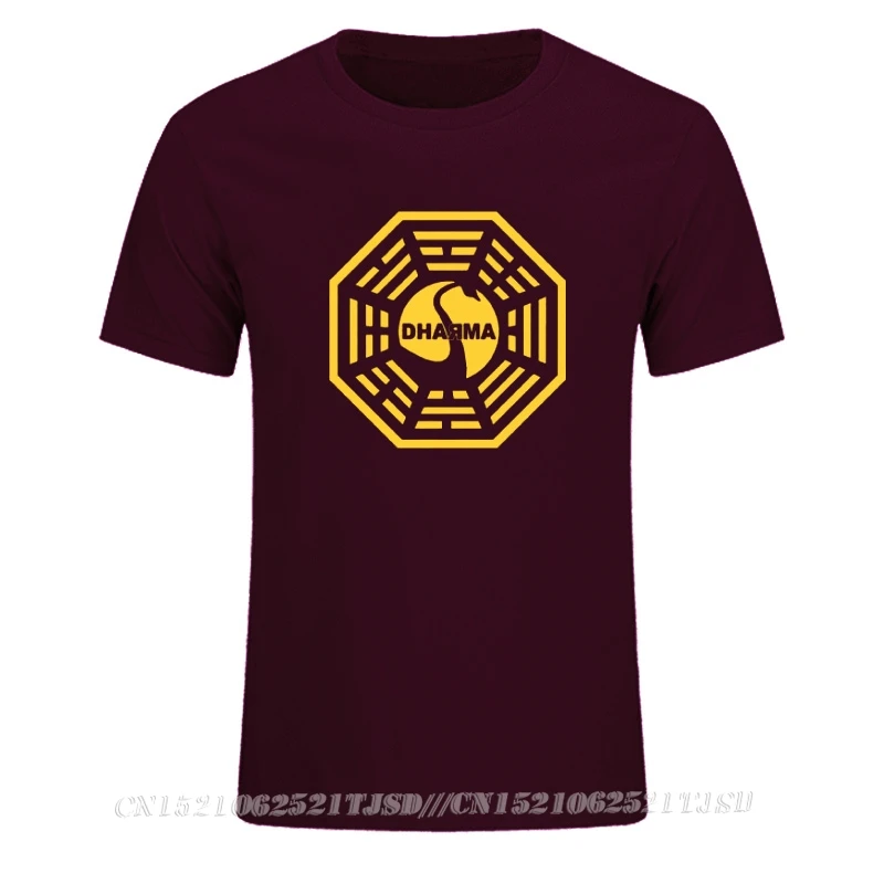 LOST Dharma Initiative Mens Extended Tshirt Oversized Fashion Casual Short Sleeved Printed Tee Shirt for Men Custom