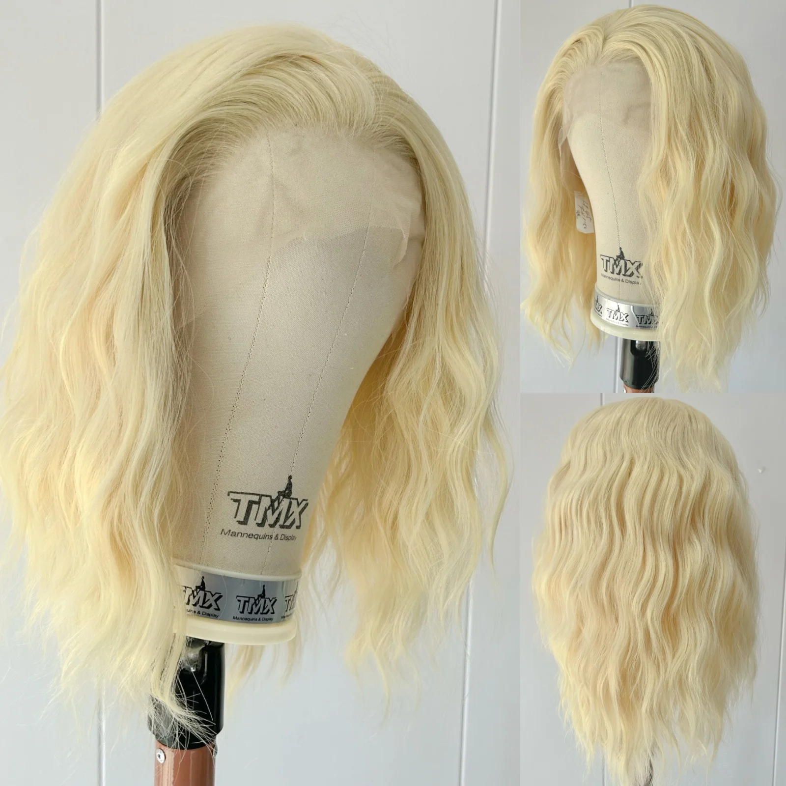 

Синтетический парик 613 Honey Blonde для женщин, короткий, кудрявый, волнистый, фасон боб, с свободной линией разделивания, длина до плеч, для повседневного использования, вечеринок и косплея