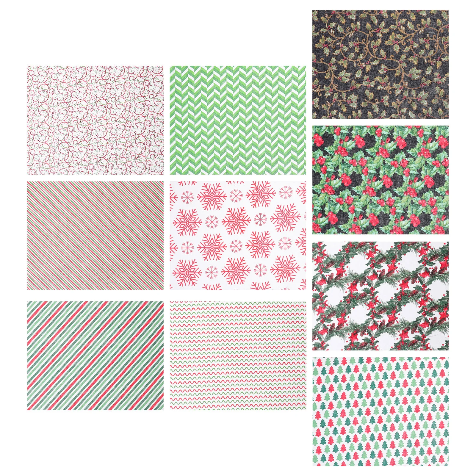 

10 Pcs European and American Scrapbooking Quilting Pattern Christmas Fabric Fat Quarters