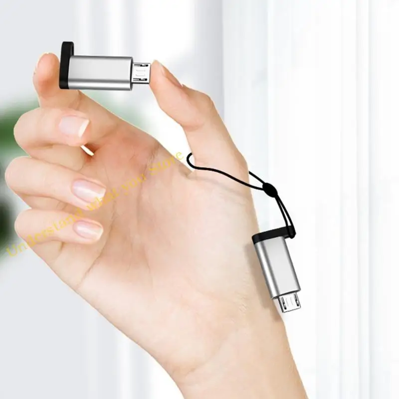 

J60A USB C Female to Micro USB Male Adapter Converter Connector with Lanyard Support Charging & Data Sync for Phone Portable