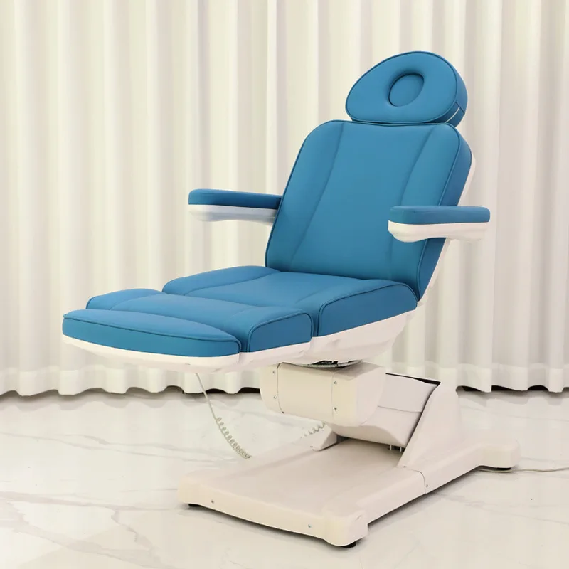 Luxury Multifunctional Modern Rotating Massage Bed Spa Bed Electric 4 Motor Adjustable Blue Leather Beauty Treatment Bed
